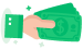 Mano extendida sosteniendo billetes color verde