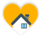Imagen sólo con propósito de diseño: Icono de corazón color amarillo con una casa dentro